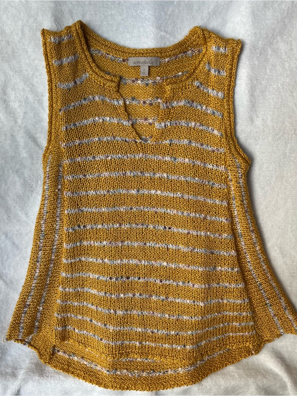 Wonderly Mustard and Cream Striped Knit Tank Top